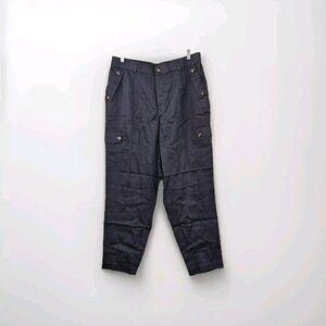 Torrid Pants Womens 14 Tall Charcoal Gray Linen Blend Cargo Tapered Pockets